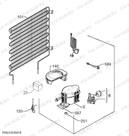 Взрыв-схема холодильника Zanussi ZBA15023SK - Схема узла Cooling system 017